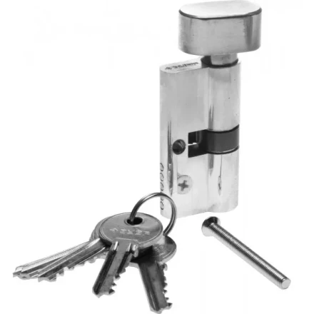 Механизм ЗУБР &quot;МАСТЕР&quot; цилиндровый, тип &quot;ключ-защелка&quot;, цвет хром, 5-PIN, 60мм 52103-60-2 купить в Тобольске