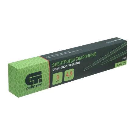 Электроды АНО-21, диам. 3 мм, 4,5 кг., рутиловое покрытие Сибртех 97536 купить в Тобольске