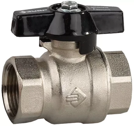 Кран шаровой ЗУБР полнопроходной &quot;мама-мама&quot;, бабочка, хромиров латунь, 1/2&quot; 4-51323-C-1/2 купить в Тобольске