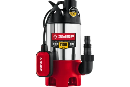 ЗУБР 1100 Вт, дренажный насос для грязной воды, корпус - нерж. сталь (НПГ-М3-1100-С) купить в Тобольске