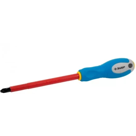 ЗУБР &quot;ПРОФИ ЭЛЕКТРИК&quot;. Отвертка Cr-V, трехкомпонент рукоятка, высоковольтная до ~1000В, PH №3, 150 мм 25262-3-150 купить в Тобольске