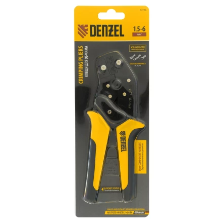 Клещи для обжима неизолированных наконечников НК и НВ, разъемов РП, 1,5 - 6 мм2 Denzel 17746 купить в Тобольске