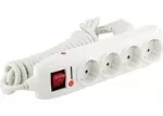 Удлинитель бытовой с заземлением, выключателем и шторками, 3*1,5мм*3м, 4 розетки, 16A, STERN 95746 купить в Тобольске