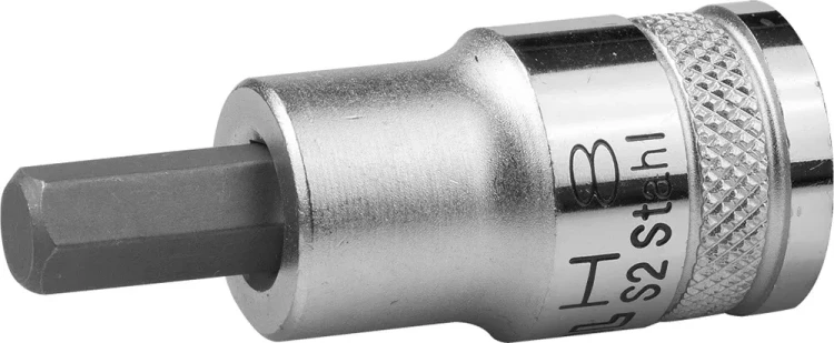 Торцовая бита-головка KRAFTOOL "INDUSTRIE QUALITAT", материал S2, HEX, сатинированная, 1/2", H8 27908-08_z01 купить в Тобольске