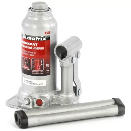 Домкрат гидравлический бутылочный телескопический 2 т подъем 170-380 мм MATRIX 50741 купить в Тобольске