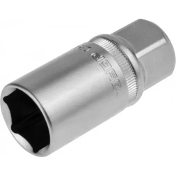 Торцовая головка ЗУБР &quot;МАСТЕР&quot; свечная с резиновой вставкой (1/2&quot;), Cr-V, FLANK, хроматированное покрытие, 21мм 27728-21