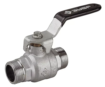 Кран шаровой ЗУБР полнопроходной &quot;папа-папа&quot;, ручка, хромиров латунь, 3/4&quot; 4-51322-C-3/4 купить в Тобольске