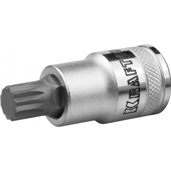 Торцовая бита-головка KRAFTOOL "INDUSTRIE QUALITAT", материал S2, SPLINE, сатинированная, 1/2", M12 27911-12_z01 купить в Тобольске