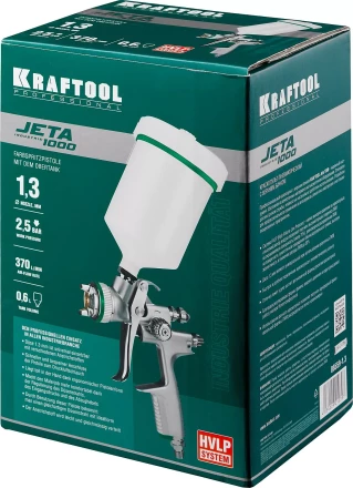 Краскопульт пневматический KRAFTOOL &quot;PRO&quot; Jeta 1000, HVLP, c верхним бачком, 1,3мм 06559-1.3 купить в Тобольске