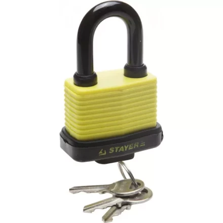 Замок STAYER &quot;MASTER&quot; навесной, всепогодный, пластиковая защита корпуса, с закаленной дужкой,на карточке, 60мм 37140-50 купить в Тобольске