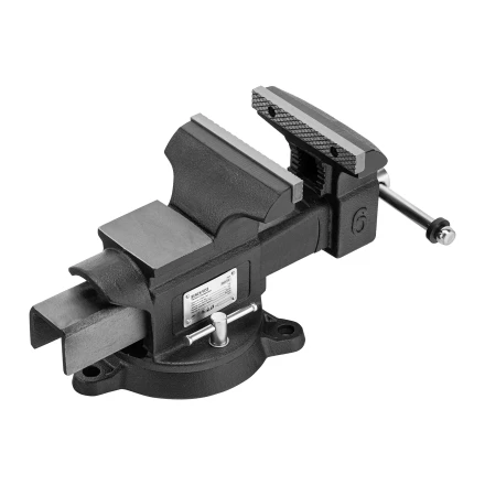 Тиски слесарные BVH-150, 150 мм, поворотные, стальная направляющая, с наковальней //Denzel 18685 купить в Тобольске