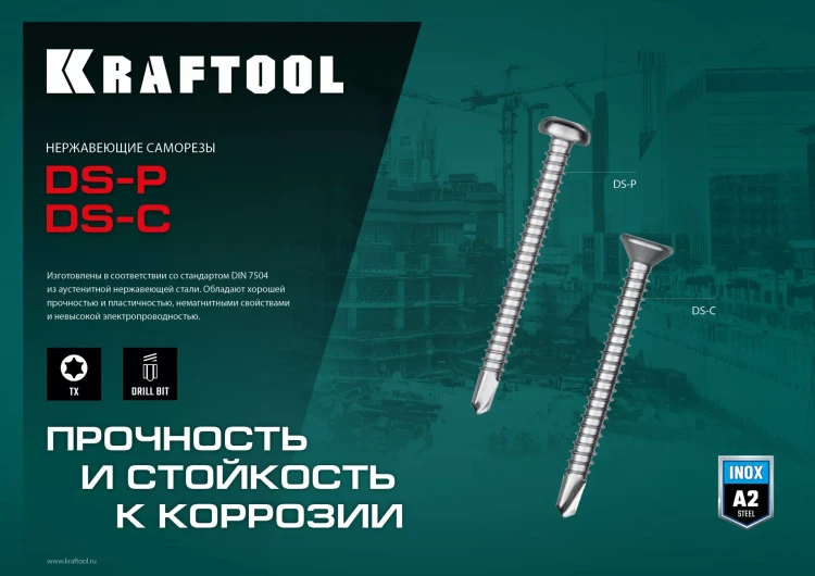 Нержавеющие саморезы DS-P с полукруглой головкой, коробка 300931-39-019 купить в Тобольске