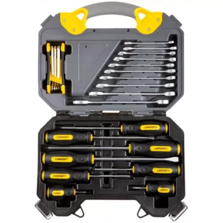 Набор инструментов STAYER &quot;PROFI&quot; универсальный, высококачественная CRV сталь, хромированное покрытие, 26 предметов 27710-H26 купить в Тобольске
