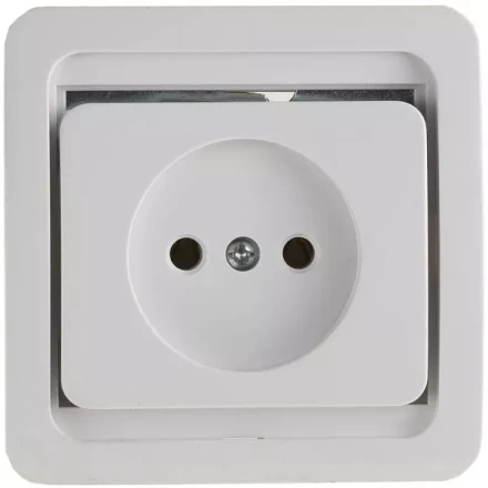Розетка СВЕТОЗАР &quot;ГАММА&quot; одинарная, цвет белый, 16А/~250В SV-54100-W купить в Тобольске
