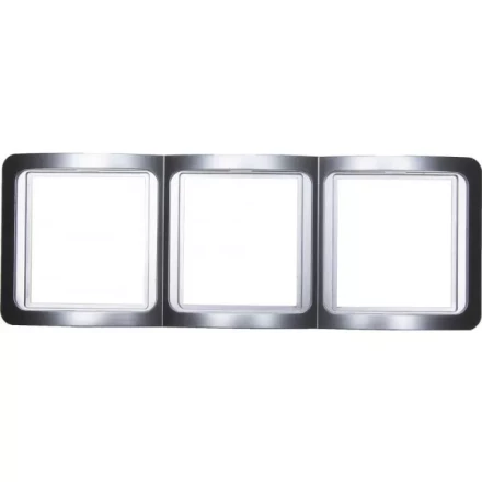 Панель СВЕТОЗАР &quot;ГАММА&quot; накладная, вертикальная, цвет светло-серый металлик, 3 гнезда SV-54149-SM купить в Тобольске