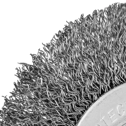 Щетка для УШМ, 100 мм, посадка 22.2 мм, плоская, витая проволока 0.3 мм Сибртех 746487 купить в Тобольске