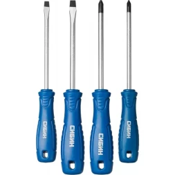 Набор: Отвертки СИБИН 25084 с закаленным стержнем, маслобензостойкая рукоятка, в блистере, 4 предмета 25084