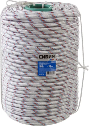 Фал плетёный полипропиленовый СИБИН 24-прядный с полипропиленовым сердечником, диаметр 10 мм, бухта 100 м, 700 кгс 50215-10 купить в Тобольске