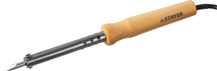Паяльник с деревянной рукояткой и долговечным жалом, STAYER "MASTER" MAXTerm, 55310-60, 60 Вт, клин 55310-60 купить в Тобольске