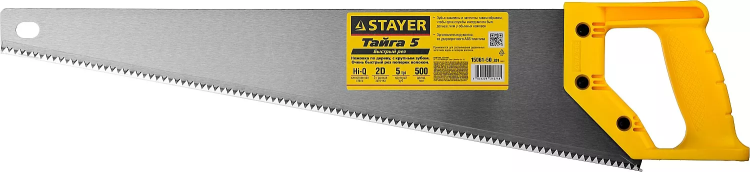 Ножовка ударопрочная (пила) STAYER ТАЙГА-5 500 мм, 5 TPI, быстрый рез поперек волокон, для крупных и средних заготовок 15061-50_z01 купить в Тобольске