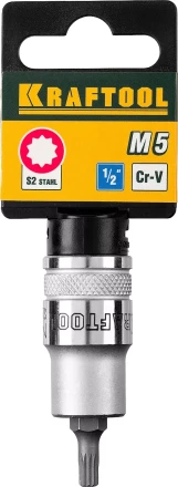 Торцовая бита-головка KRAFTOOL &quot;INDUSTRIE QUALITAT&quot;, материал S2, SPLINE, сатинированная, 1/2&quot;, M5 27911-05_z01 купить в Тобольске