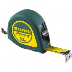 Рулетка KRAFTOOL GRAND, обрезиненный пластиковый корпус, 10м/25мм 34022-10-25