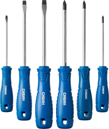 Набор: Отвертки СИБИН 25086 с закаленным стержнем, маслобензостойкая рукоятка, в блистере, 6 предметов 25086 купить в Тобольске