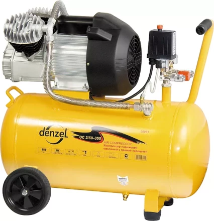 Компрессор пневматический масляный поршневой прямой привод  DENZEL 58081 купить в Тобольске