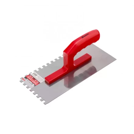 Гладилка стальная 280 x 130 мм зеркальная полировка пластмастмассовая ручка зуб 8 x 8 мм Matrix 86778 купить в Тобольске