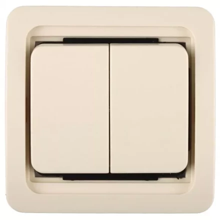 Выключатель СВЕТОЗАР &quot;ГАММА&quot; двухклавишный, без подсветки, цвет бежевый, 10А/~250В SV-54134-B купить в Тобольске
