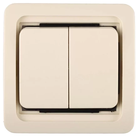 Выключатель СВЕТОЗАР &quot;ГАММА&quot; двухклавишный, без подсветки, цвет бежевый, 10А/~250В SV-54134-B купить в Тобольске