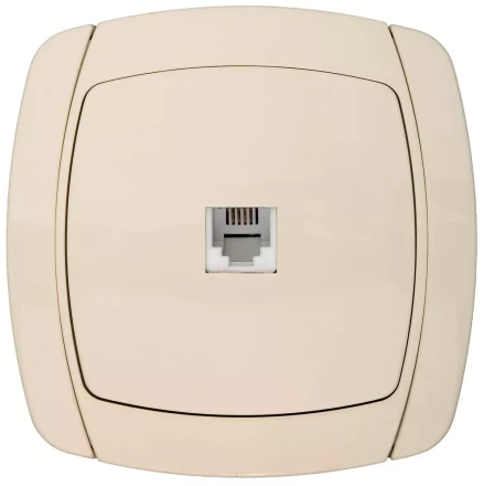 Розетка СВЕТОЗАР &quot;CITY LIGHT&quot; телефонная одинарная в сборе, цвет бежевый SV-54217-B купить в Тобольске
