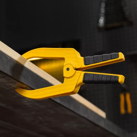 Струбцина клещеобразная Denzel, удлиненная 75 х 110 мм двухкомпонентные рукоятки, 20790 купить в Тобольске