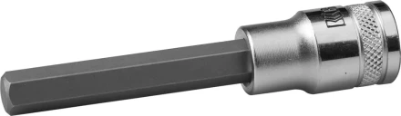 Торцовая бита-головка KRAFTOOL &quot;INDUSTRIE QUALITAT&quot;, удлиненная, материал S2, HEX, сатинированная, 1/2&quot;, H10 27909-10_z01 купить в Тобольске