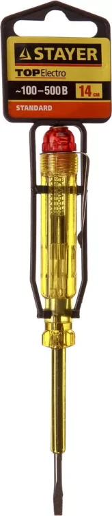 Пробник STAYER "STANDARD" электрический, 100-500В, 140мм, этикетка-флажок 2571-14_z01 купить в Тобольске