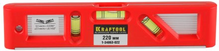 Уровень KRAFTOOL &quot;PRO&quot; &quot;DIRECTOR LEVEL&quot; с магнитом, 3 ампулы, 220мм 1-34863-022 купить в Тобольске