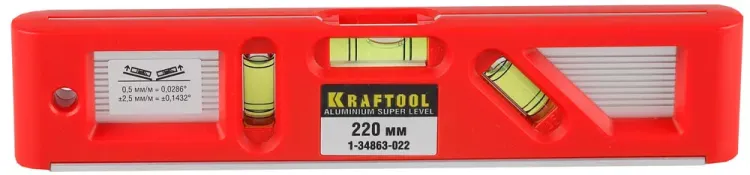 Уровень KRAFTOOL "PRO" "DIRECTOR LEVEL" с магнитом, 3 ампулы, 220мм 1-34863-022 купить в Тобольске
