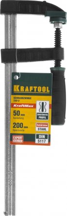 Струбцина, KRAFTOOL 32011-050-200, тип &quot;F&quot;, DIN 5117, двухкомпонентная ручка, 50х200мм 32011-050-200 купить в Тобольске