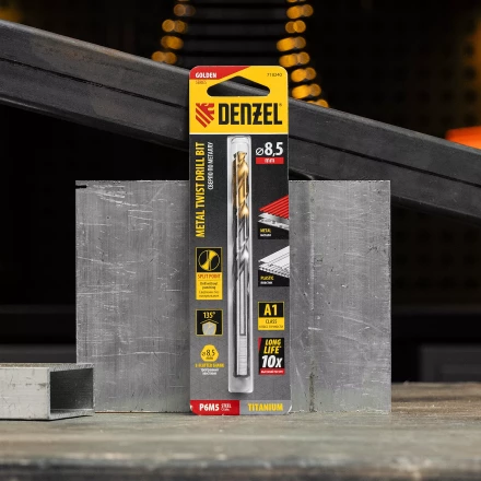 Сверло спиральное по металлу Denzel 8,5 x 117 мм, Р6М5, Golden Tip, 718240 купить в Тобольске