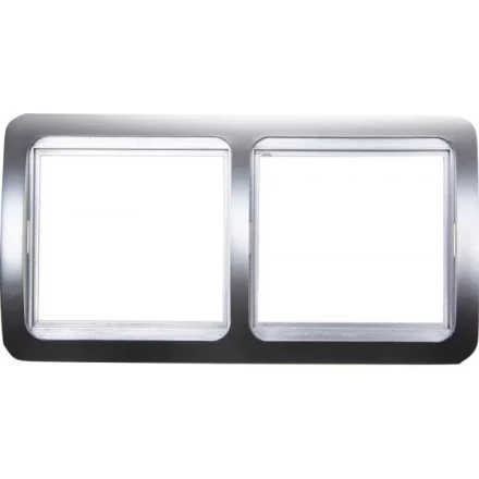 Панель СВЕТОЗАР &quot;ГАММА&quot; накладная, горизонтальная, цвет светло-серый металлик, 2 гнезда SV-54146-SM купить в Тобольске