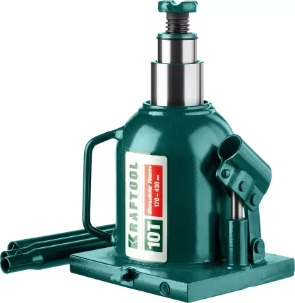 Домкрат гидравлический бутылочный &quot;Double Ram&quot;, сварной, телескопический, 10т, 170-430мм, KRAFTOOL 43463-10 43463-10 купить в Тобольске