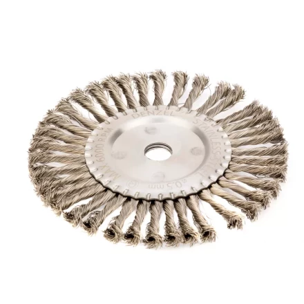 Щетка для УШМ 200 мм Плоская крученая нержавеющая проволока 0.5 мм посадка 22.2 мм Denzel 746383 купить в Тобольске