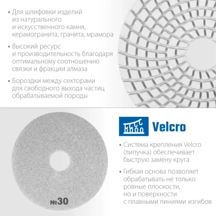ЗУБР 125 мм, №30, мокрое шлифование, алмазный гибкий шлифовальный круг АГШК, Профессионал (29867-030) купить в Тобольске