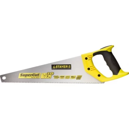 Ножовка универсальная SuperCut 450 мм, 7 TPI, 3D зуб, рез вдоль и поперек волокон, для средних заготовок из всех видов материалов, STAYER 1512-45 купить в Тобольске