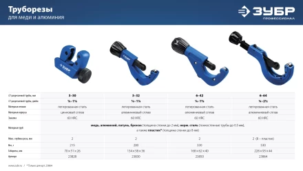 ЗУБР Универсал-42, 6 - 42 мм, труборез для меди и алюминия, Профессионал (23850) купить в Тобольске