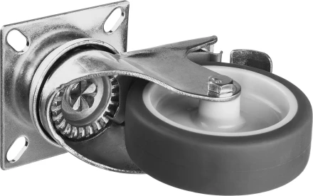 ЗУБР d 75 мм, г/п 60 кг, резина/полипропилен, термопластичное поворотное колесо c тормозом, Профессионал (30946-75-B) купить в Тобольске