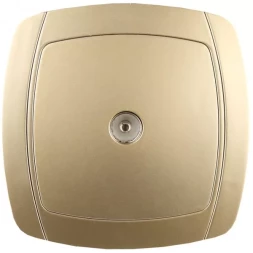 Розетка СВЕТОЗАР "АКЦЕНТ" телевизионная одинарная в сборе, цвет золотой металлик SV-54215-GM