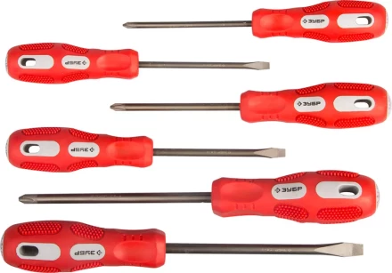 Набор отверток ЗУБР &quot;МАСТЕР&quot;, хром-ванадиевая сталь, эргономичная трехкомпонентная рукоятка, 6шт 25235-H6 купить в Тобольске
