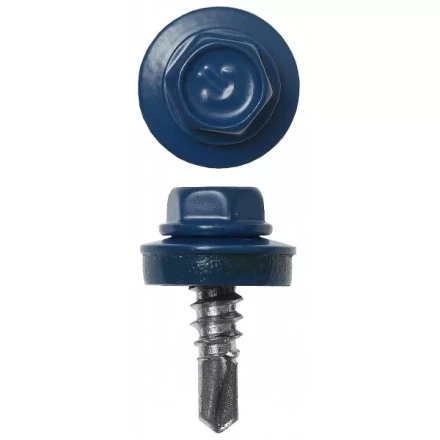 Саморезы ЗУБР &quot;ПРОФЕССИОНАЛ&quot; окраш., RAL 5005 синий насыщен., для крепл. кров. матер. к металл. констр., 5.5x25мм, 1800шт 4-300310-55-025-5005 купить в Тобольске