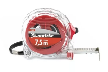 Рулетка 7,5 м х 25 мм MATRIX Crystal корпус из поликарбоната артикул 31074 купить в Тобольске